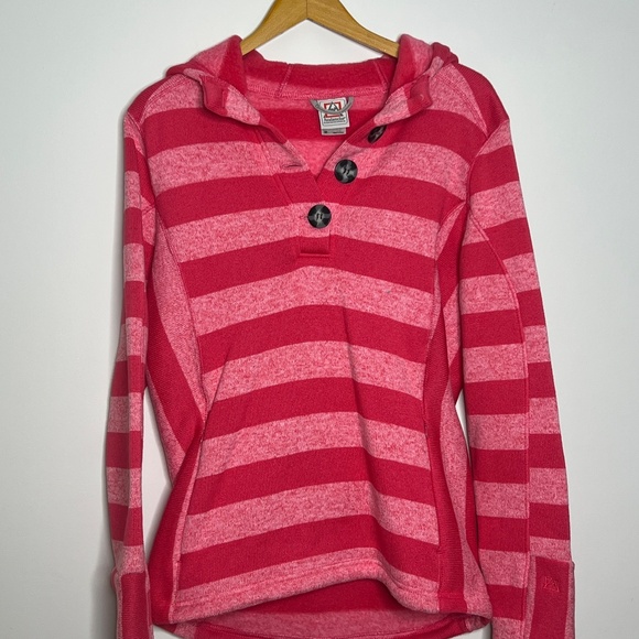 NWOT. AVALANCHE OUTDOOR Women's Pink Stripe Fleece Lined Top - Picture 3 of 4